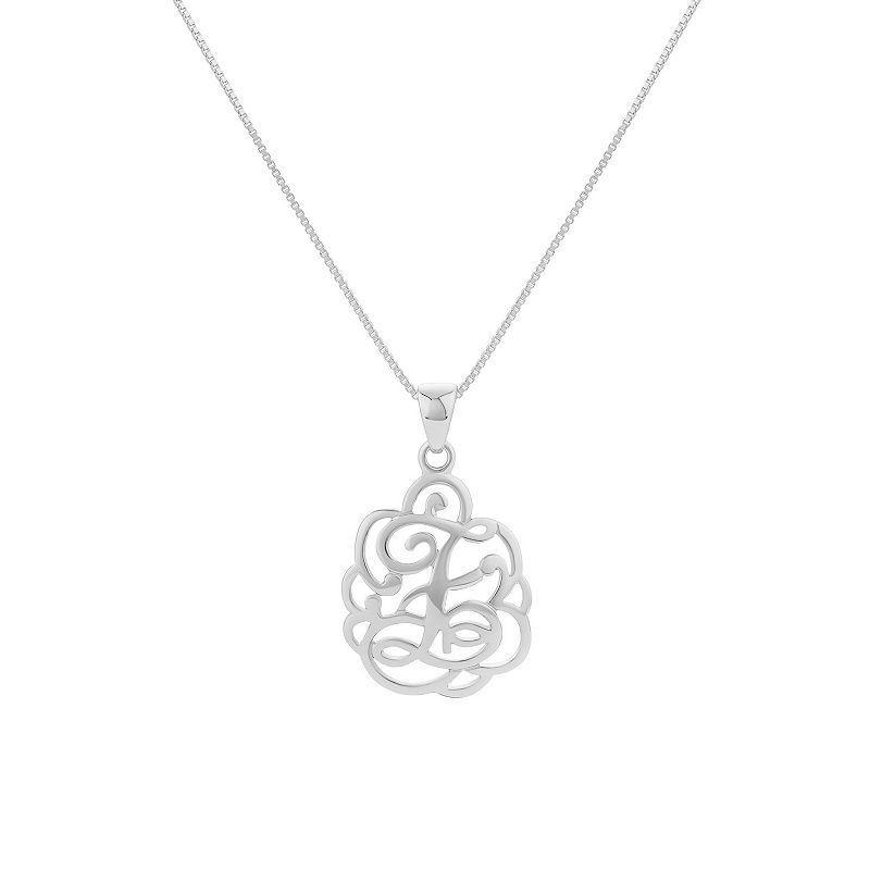 PRIMROSE Sterling Silver Monogram Initial Pendant Necklace, Womens Grey Product Image