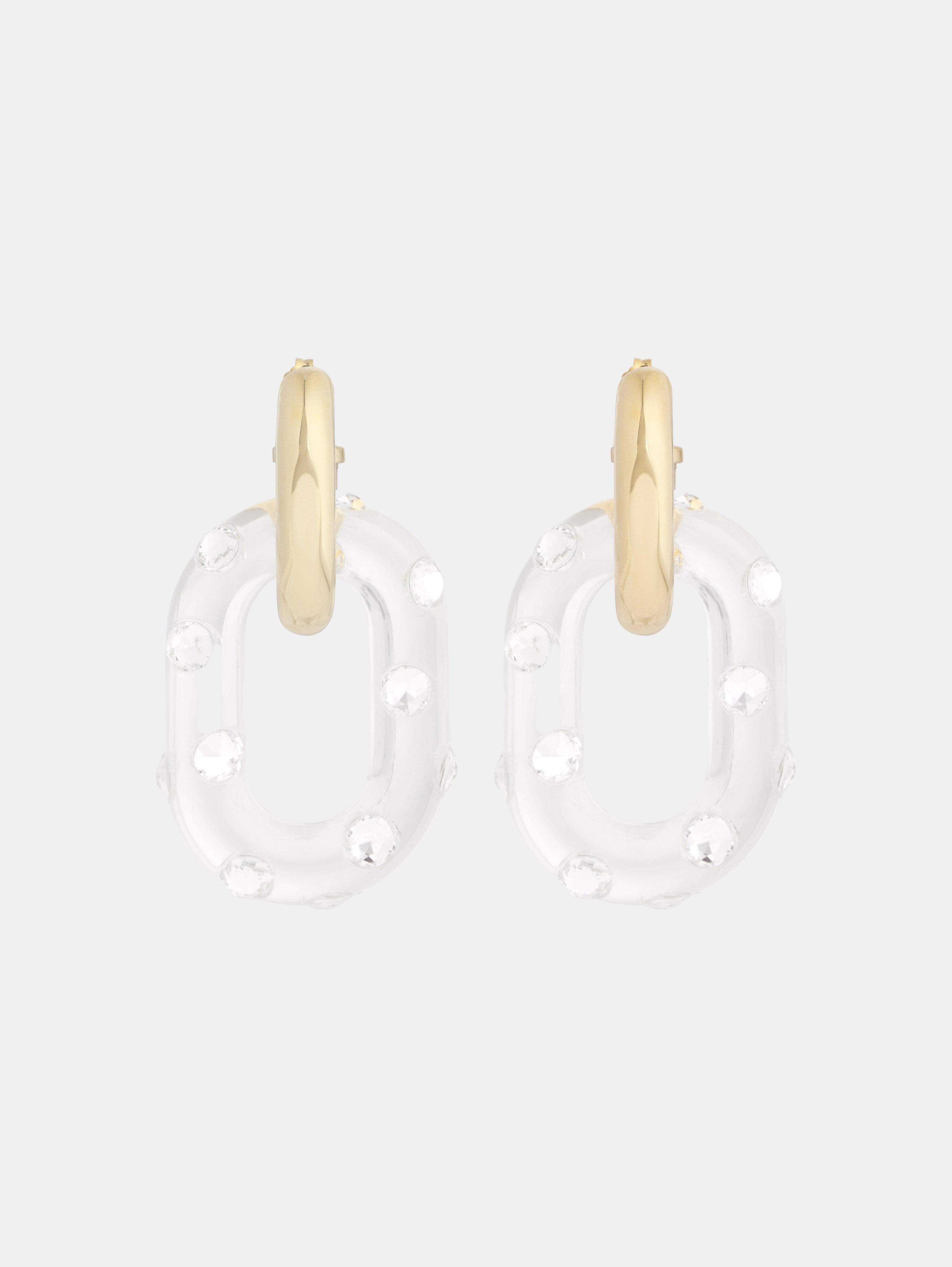 OVERSIZED XL LINK RHINESTONE EARRINGS Product Image