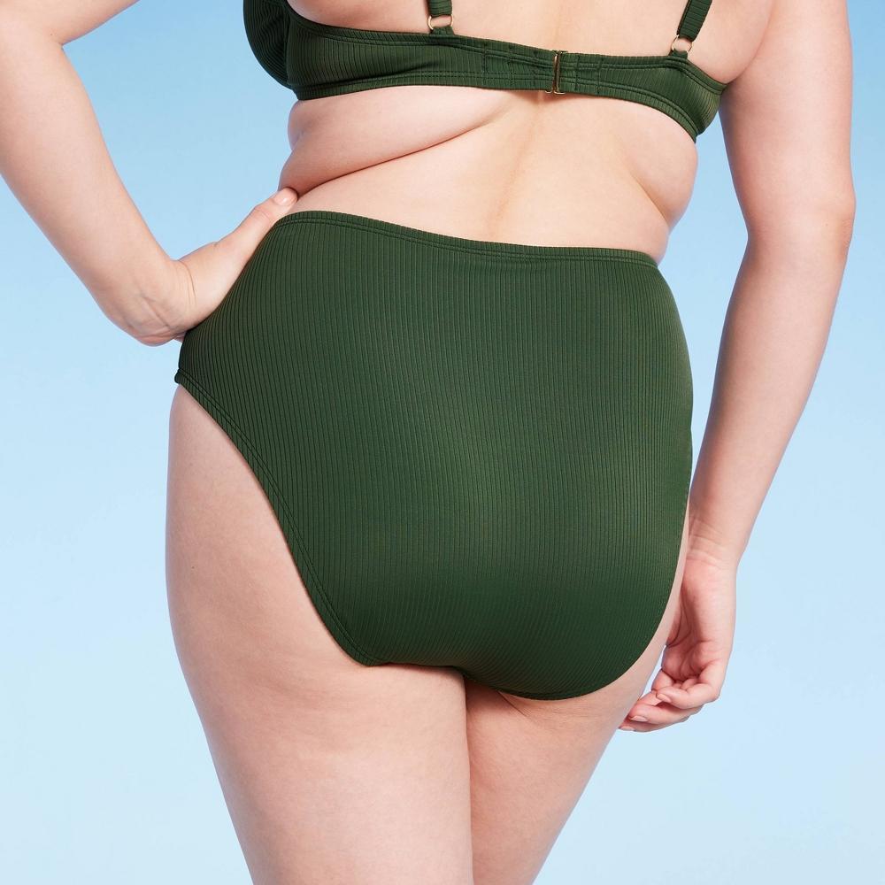 Womens High Waist High Leg Ribbed Medium Coverage Bikini Bottom - Shade & Shore M Product Image