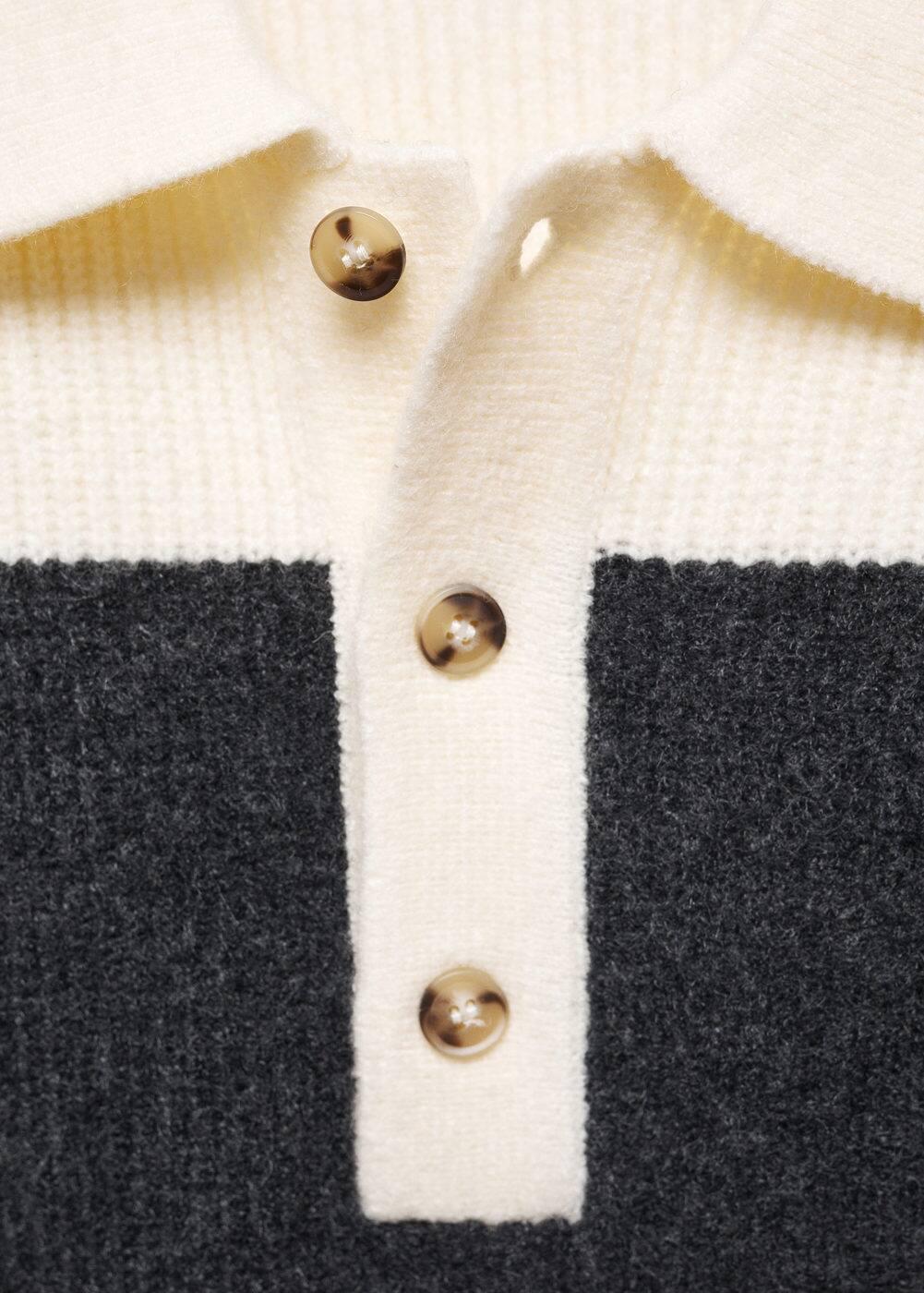 MANGO MAN - Ribbed striped knitted polo shirt off whiteMen Product Image