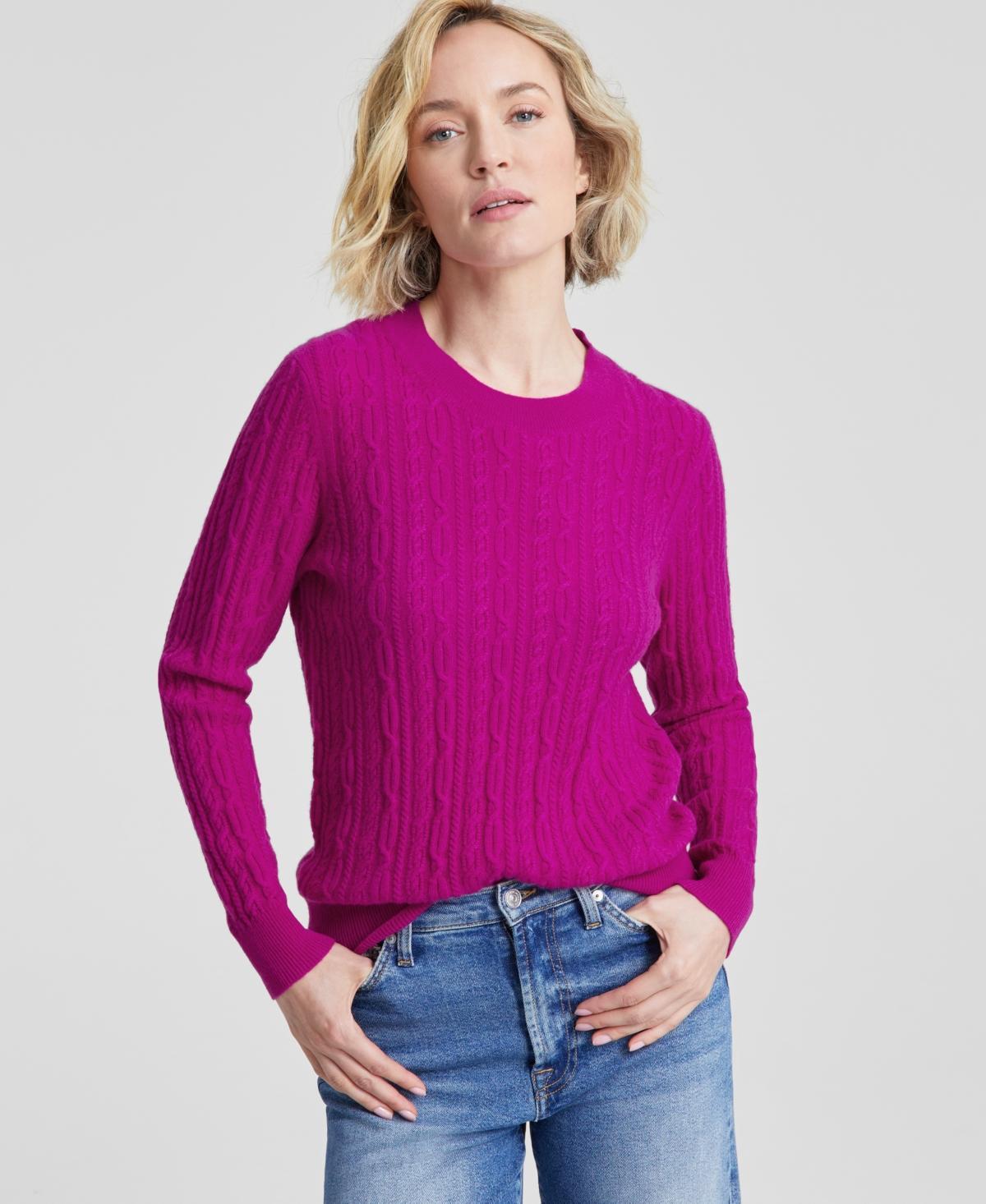 Charter Club Womens 100% Cashmere Cable-Knit Crewneck Sweater, Created for Macys Product Image