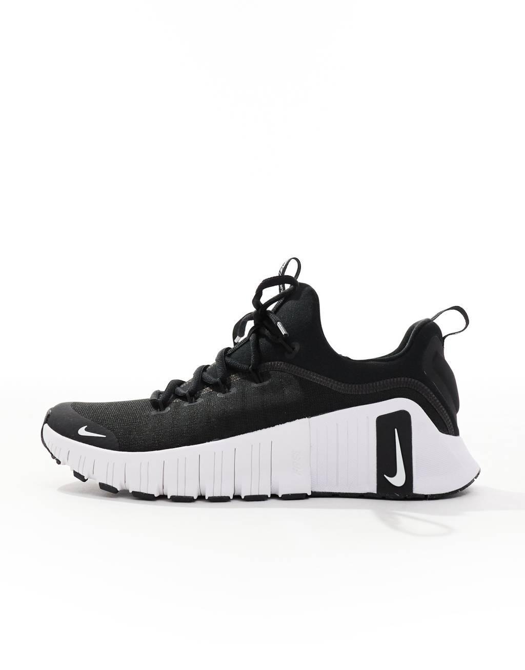 Nike Training Free Metcon 6 sneakers in black and white Product Image