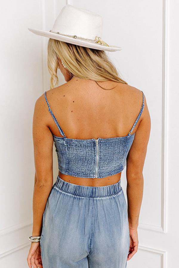 Downtown Dallas Chambray Crop Top Product Image