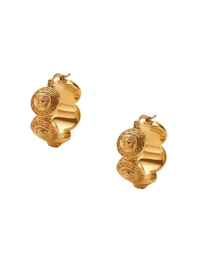 Womens Tribute Medusa Goldtone Hoop Earings Product Image