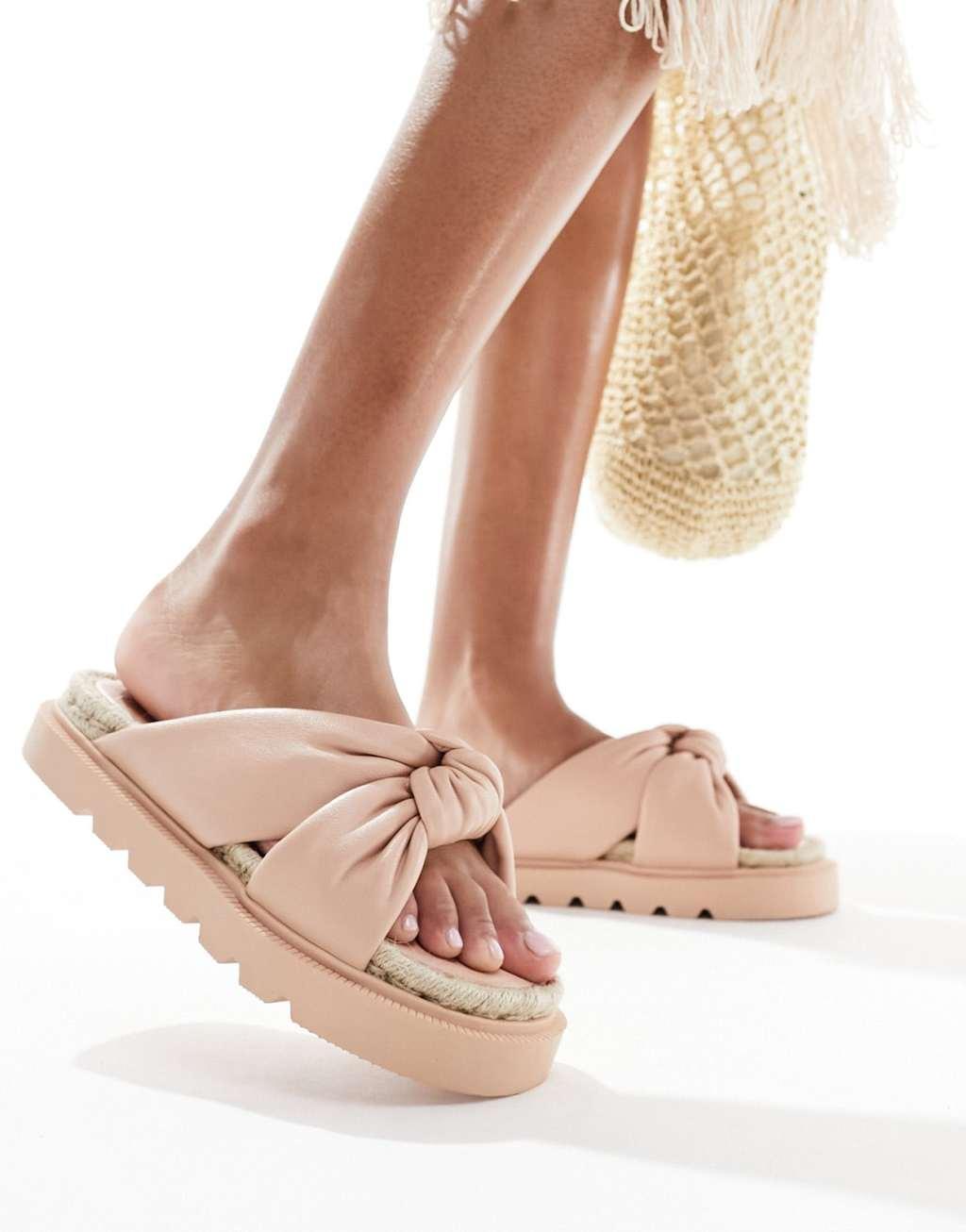 ASOS DESIGN Jemima cross strap espadrilles in light pink Product Image