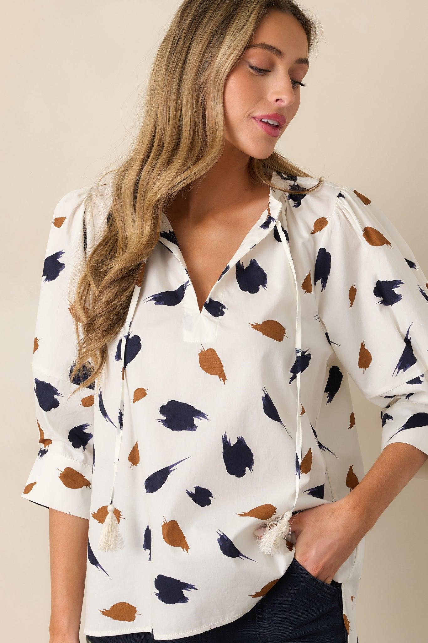 From The Top 100% Cotton Ivory Blouse Product Image