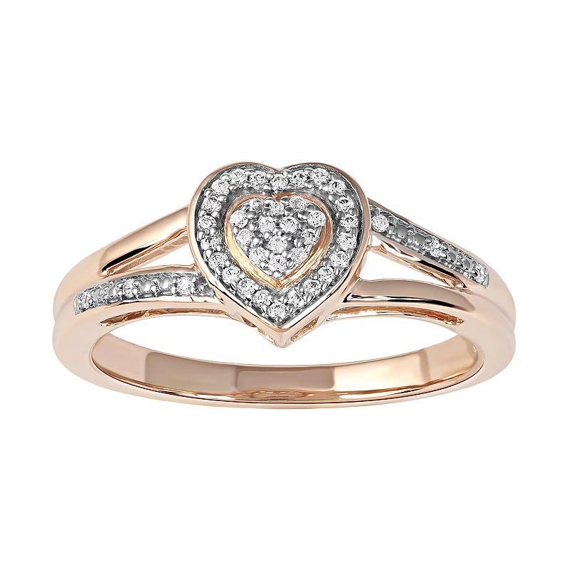 DeCouer Sterling Silver 1/10 Carat T.W. Diamond Heart Promise Ring, Womens Pink Product Image