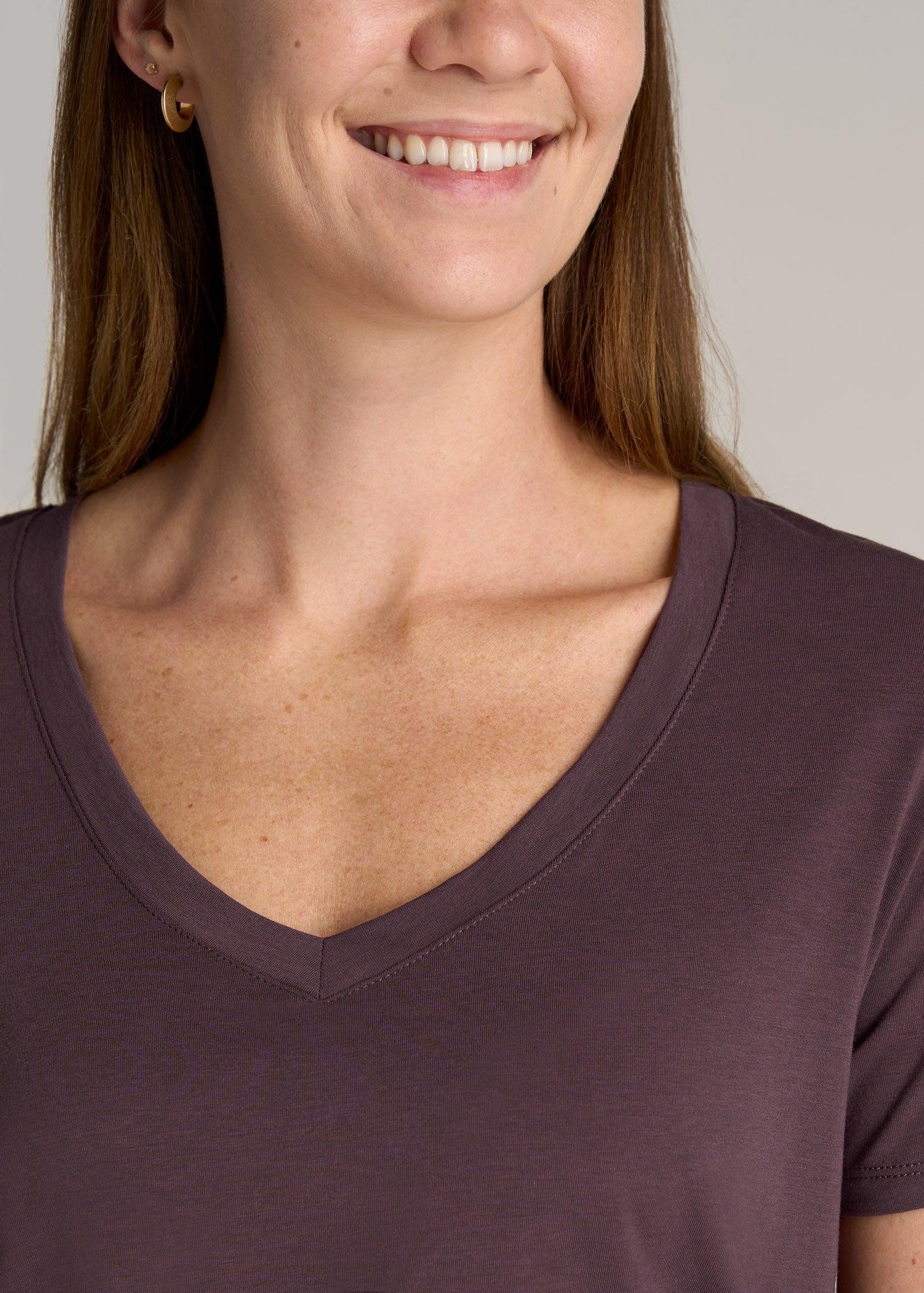 Women's Tall Scoop V-Neck Tee in Merlot Female Product Image