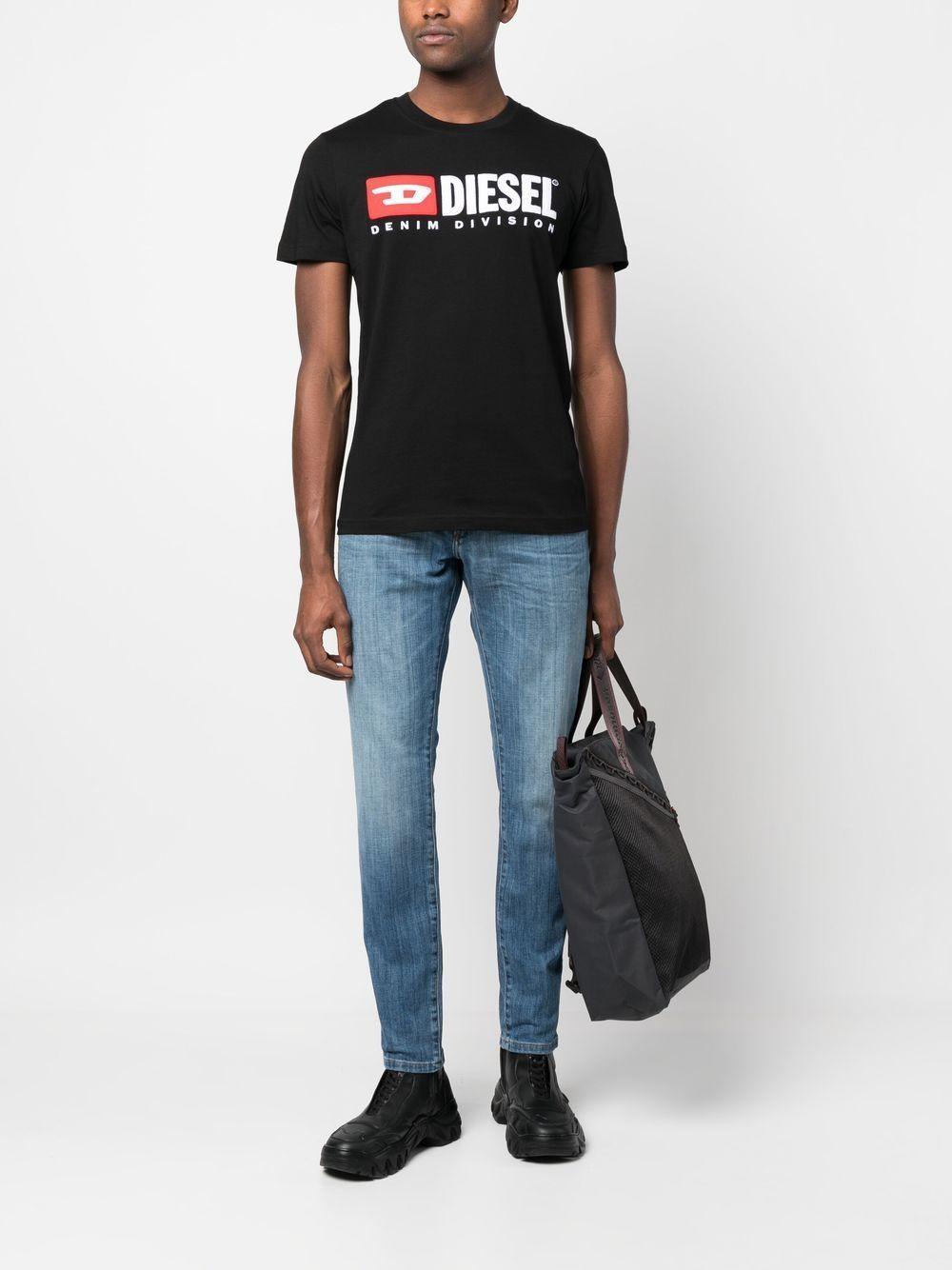 Embroidered Denim Division Logo T-shirt In Black Product Image