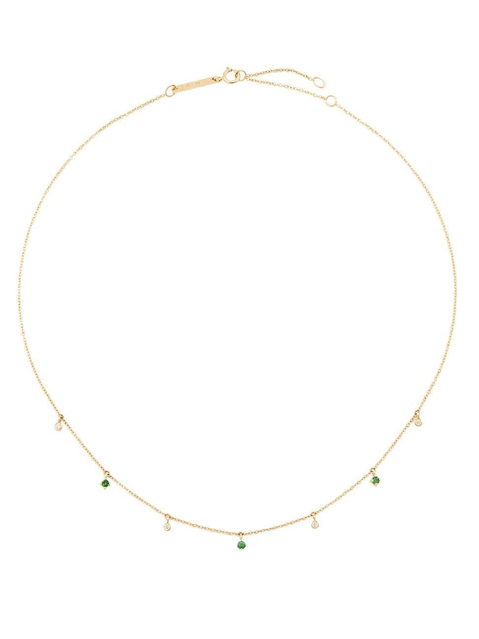 Zo Chicco Emerald and Diamond Station Necklace Product Image