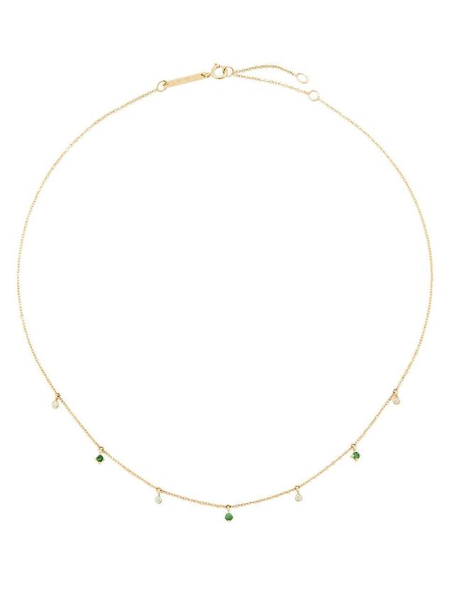 Zo Chicco Emerald and Diamond Station Necklace Product Image