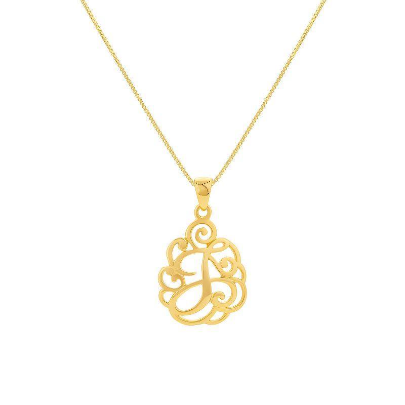 PRIMROSE Sterling Silver Monogram Initial Pendant Necklace, Womens Gold Tone U Product Image