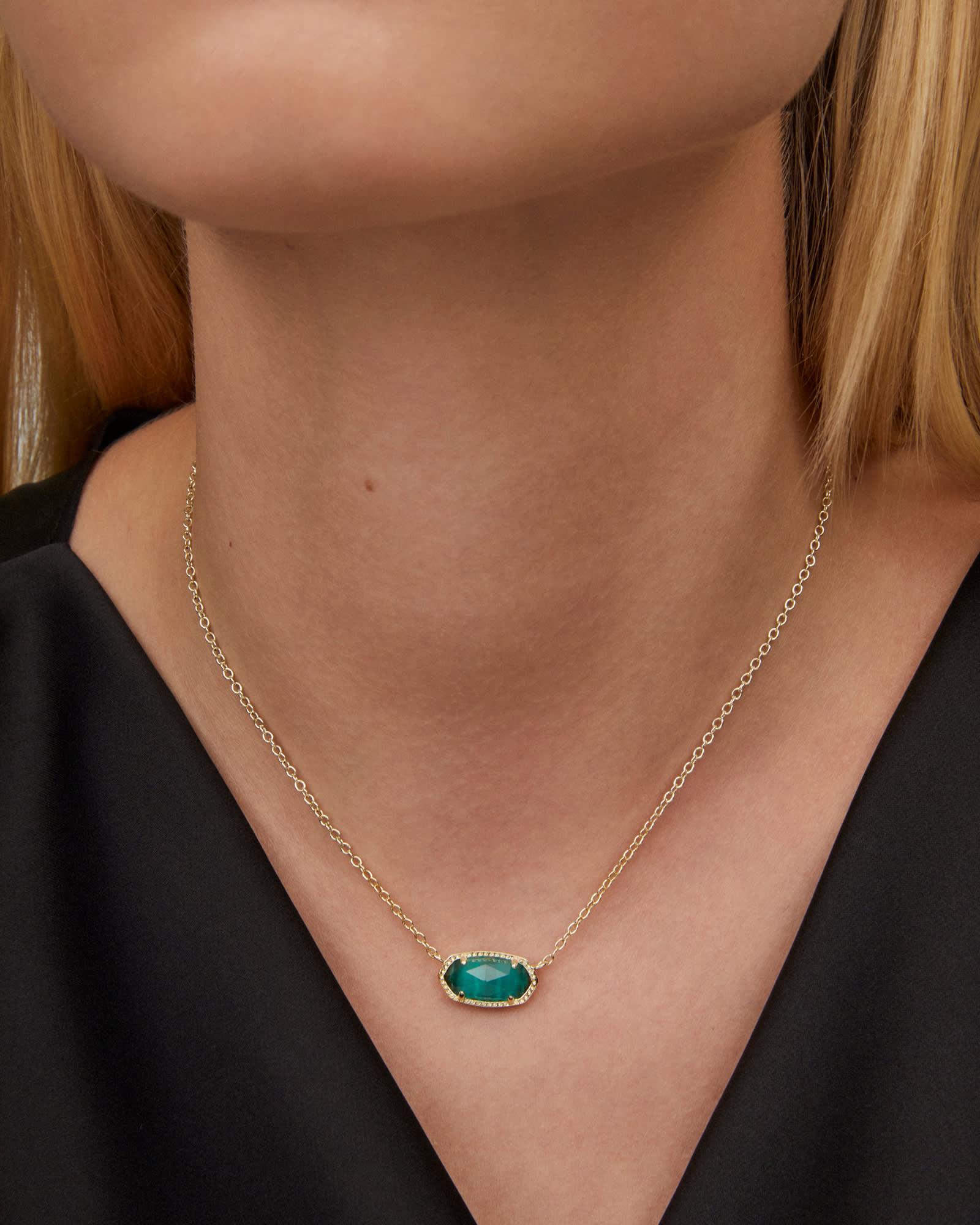 Elisa Gold Pendant Necklace in Emerald Cat’s Eye Product Image