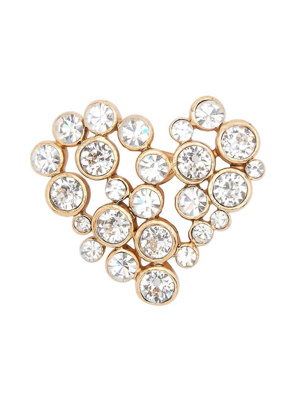 Womens Crystal Heart Goldtone Brooch Product Image