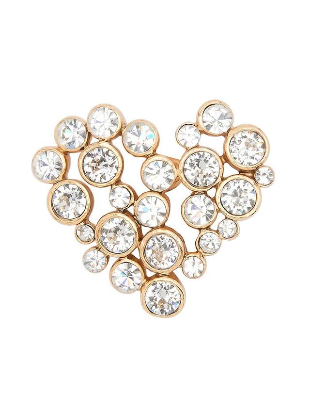 Womens Crystal Heart Goldtone Brooch Product Image