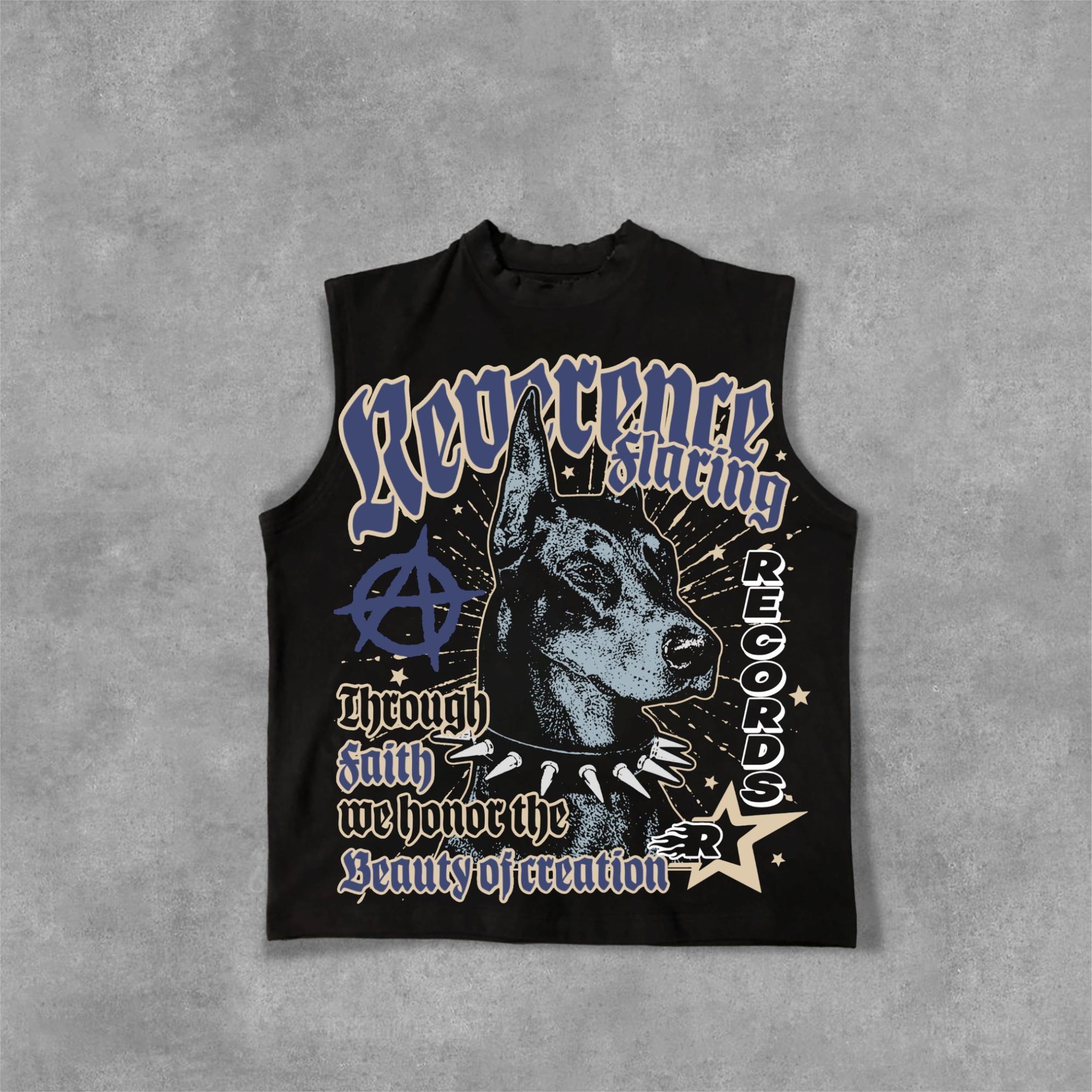 Doberman Retro Old Graphic Cotton Sleeveless Vest Product Image