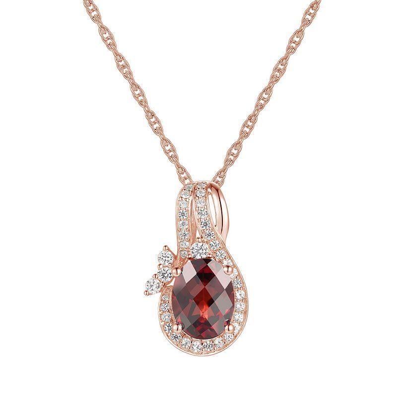 14k Rose Gold Over Silver Garnet & Lab-Created White Sapphire, Womens Pink Tone Product Image