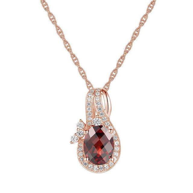 14k Rose Gold Over Silver Garnet & Lab-Created White Sapphire, Womens Brown Product Image