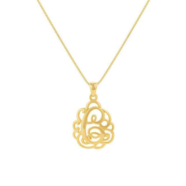 PRIMROSE Sterling Silver Monogram Initial Pendant Necklace, Womens Gold Tone U Product Image