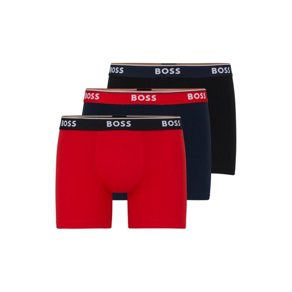 HUGO BOSS Men's Three-pack Of Boxer Briefs With Logo Waistband In Assorted Red Product Image