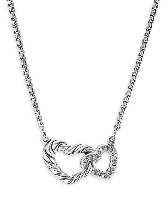 Womens Cable Collectibles Double Heart Necklace With Diamonds Product Image