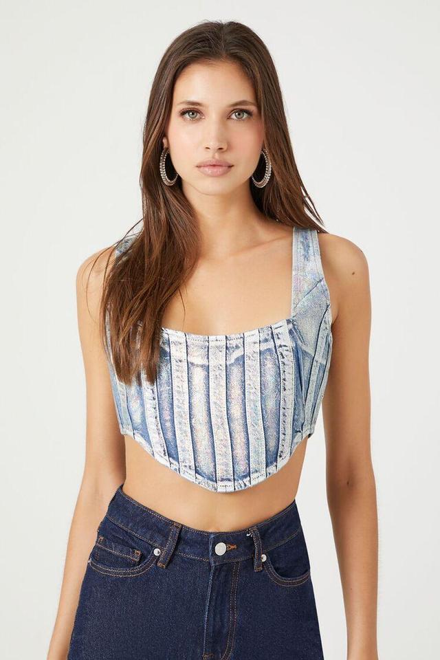 Denim Curved-Hem Crop Top | Forever 21 Product Image