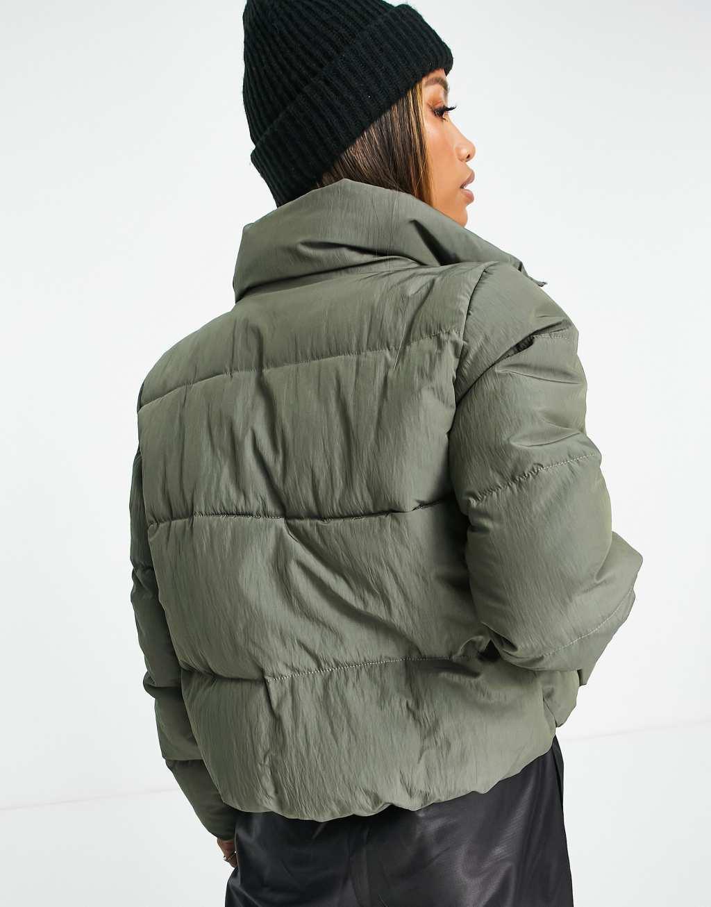 Only padded jacket in khaki green  Product Image