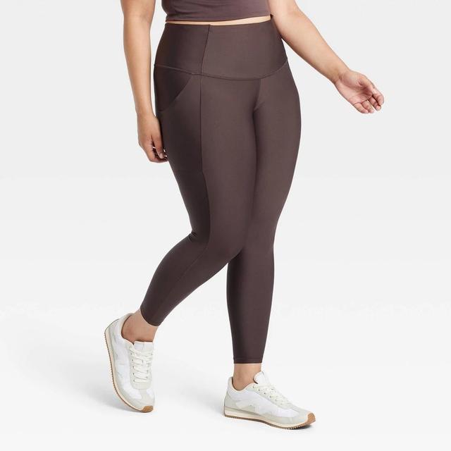 Womens Effortless Support High-Rise Pocketed 7/8 Leggings - All In Motion Dark Brown 4X Product Image