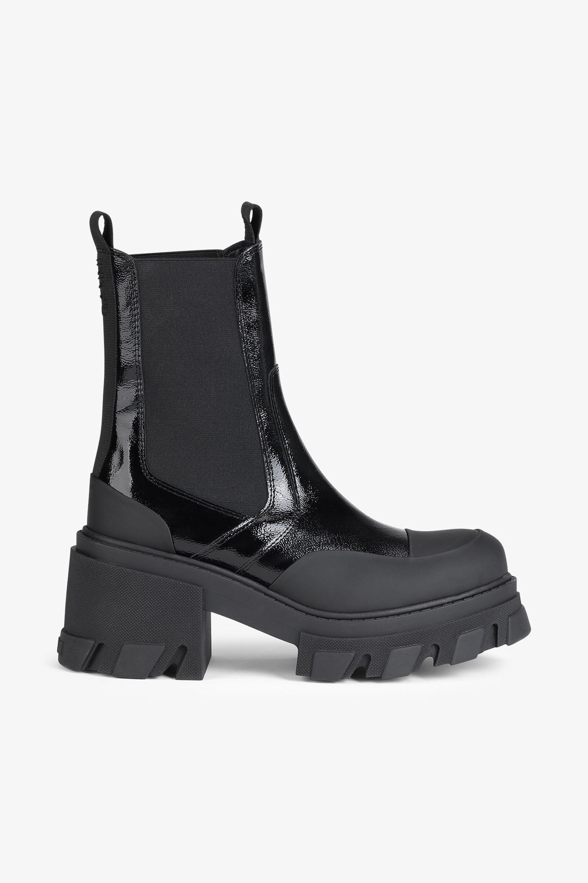 Black Cleated Heeled Mid Chelsea Boots product image