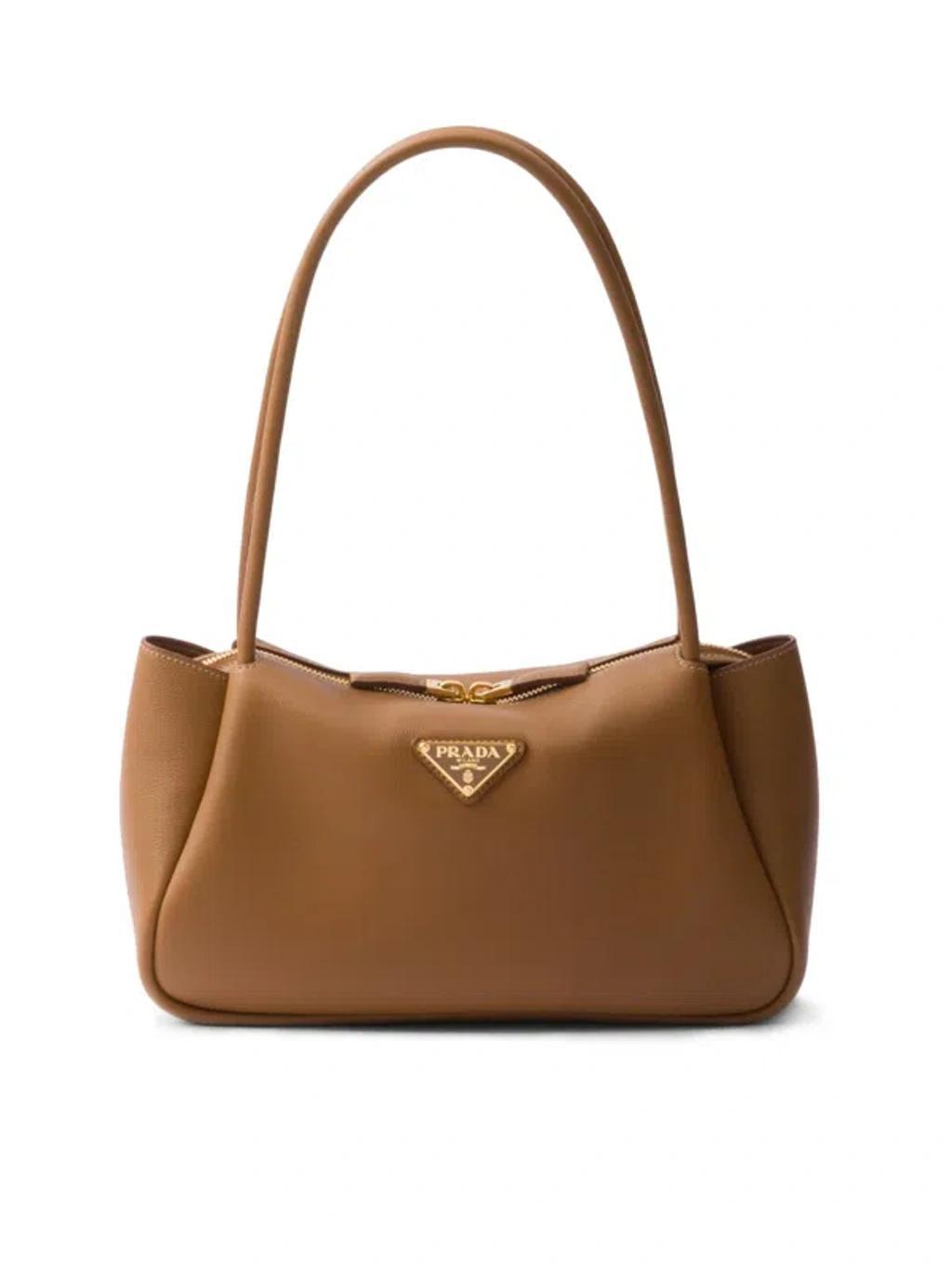 PRADA Medium Leather Handbag In Caramel Product Image