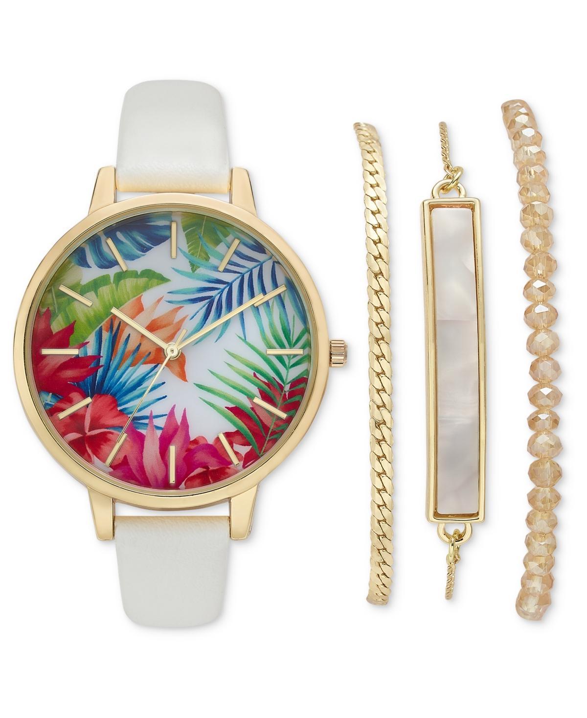 I.n.c. International Concepts Womens White Strap Watch 39mm Set, Created for Macys Product Image