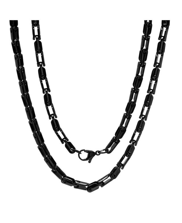 Steeltime Mens black Ip Plated Stainless Steel 24 Rounded Bicycle Link Chain Necklaces Product Image