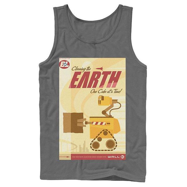 Disney / Pixars WALL-E Mens Cleaning The Earth One Cube At A Time Tank Top Grey Product Image