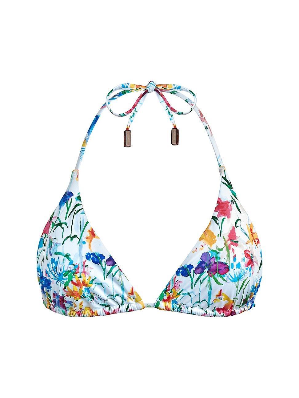 Womens Happy Flowers String Bikini Top Product Image