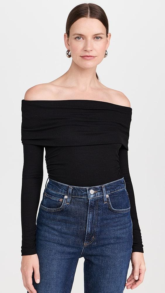 LNA Liya Ribbed Fold Over Top | Shopbop Product Image