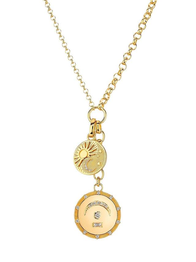 Womens Internal Compass Balance & Pause 18K Yellow Gold & 0.24 TCW Diamond Medallion Necklace Product Image