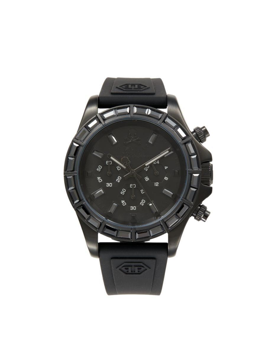 PHILIPP PLEIN Men's Nobile Racing 43mm Stainless Steel Case & Silicone Strap Chronograph Watch In Black Product Image