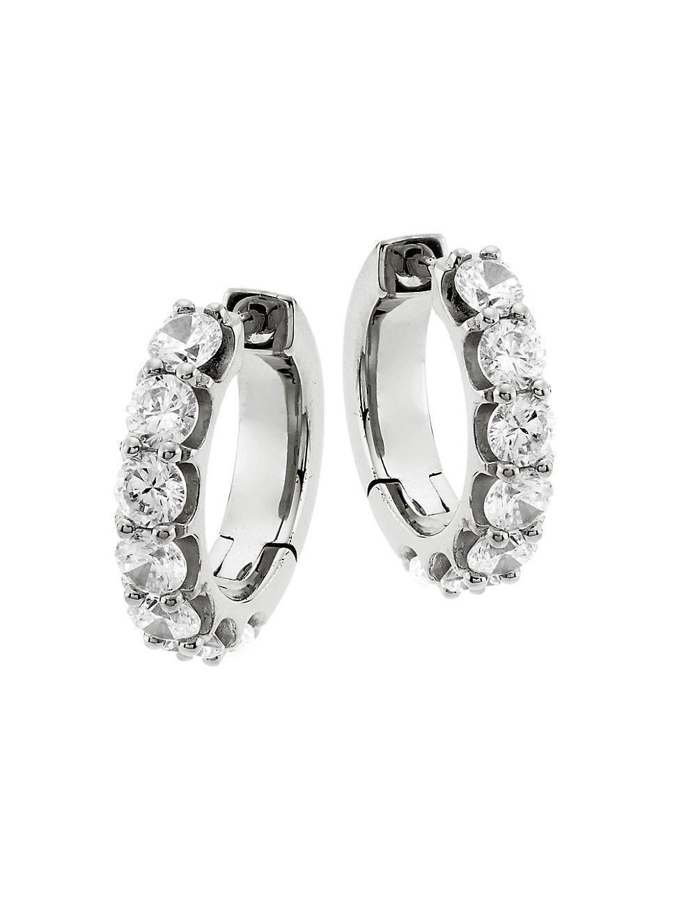 Womens Tennis Perfect Sterling Silver & Cubic Zirconia Huggie Hoops Product Image