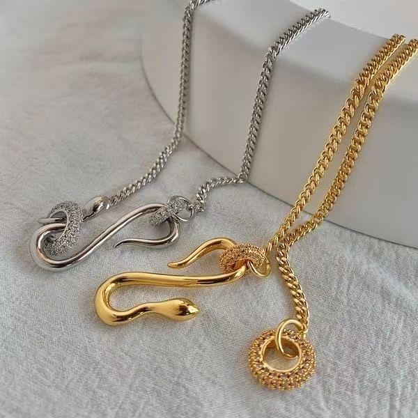 Rhinestone Serpent Chain Necklace Product Image