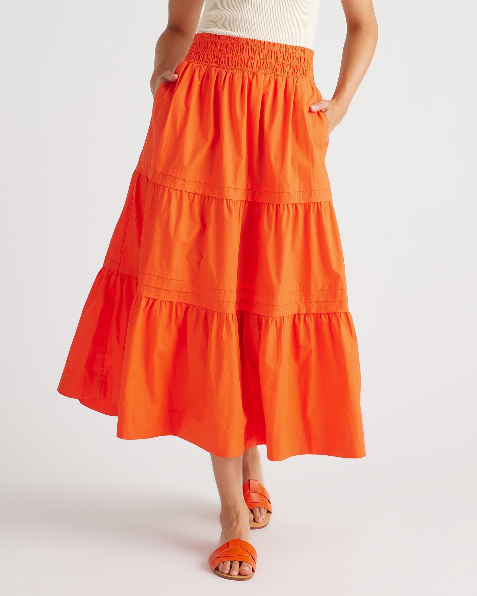 100% Organic Cotton Tiered Maxi Skirt Product Image