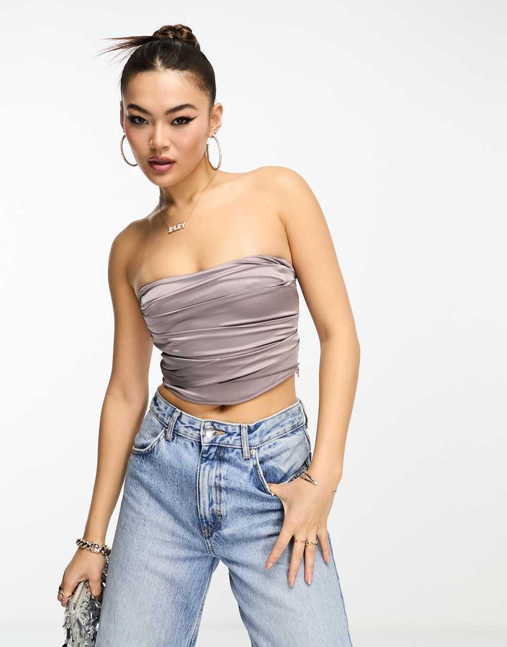 ASOS DESIGN satin corset top Product Image