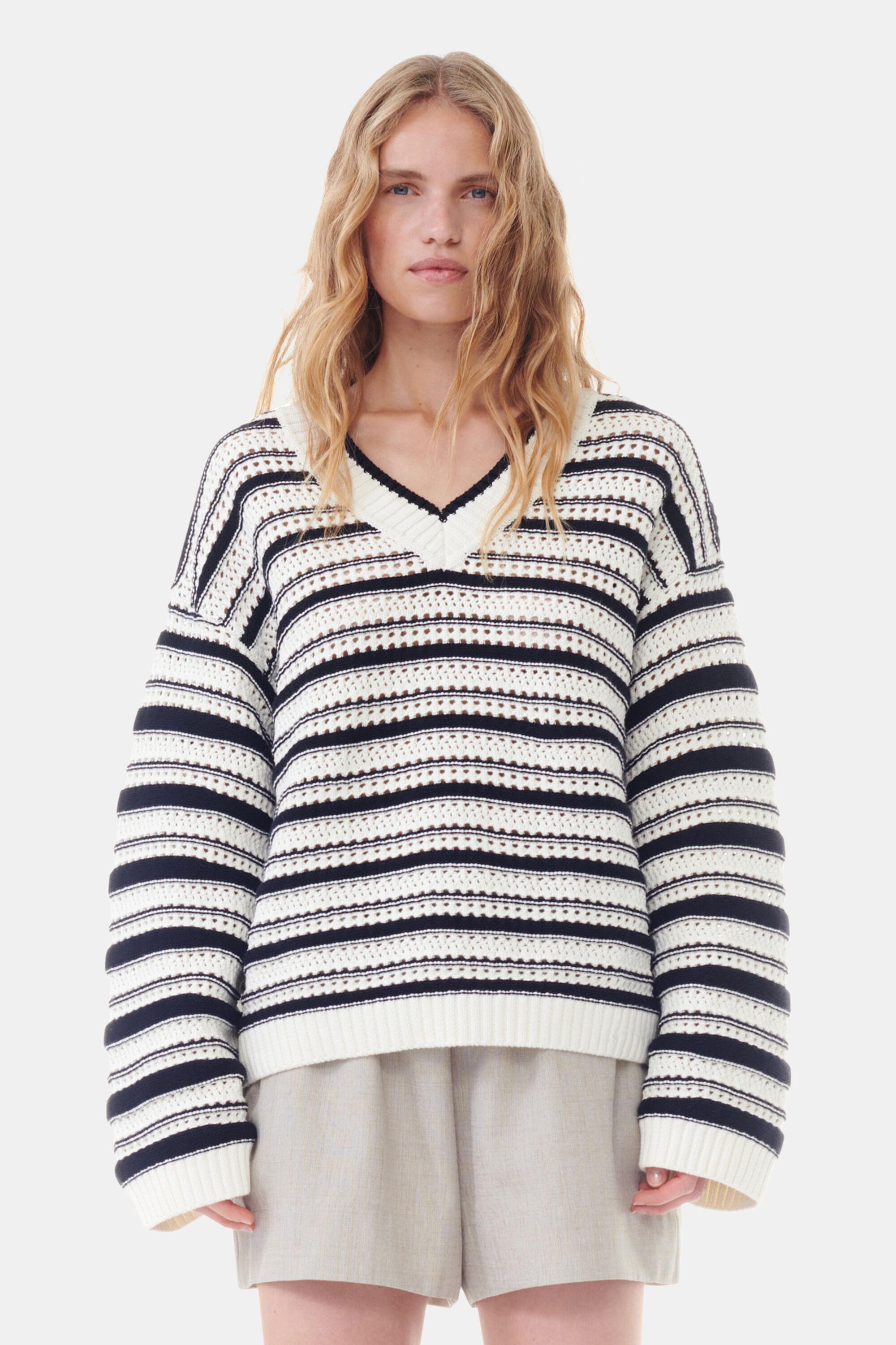 Striped V-neck Sweater Product Image