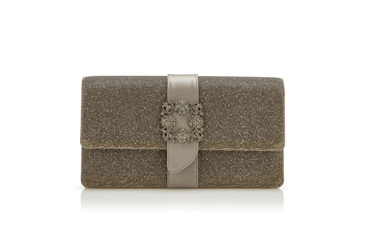 CAPRI GLITTER Dark Gold Glitter Jewel Buckle Clutch Product Image