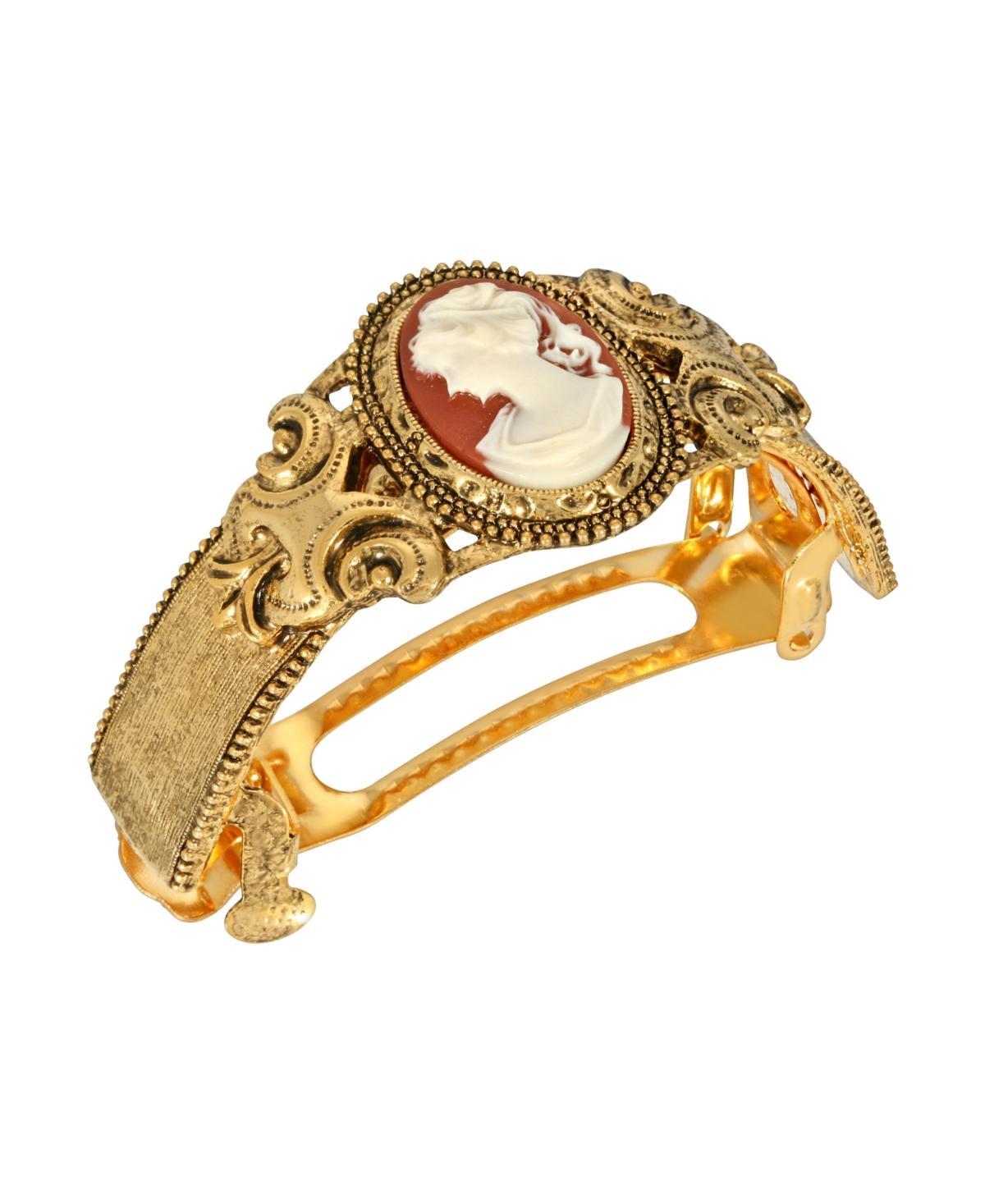 Womens Gold-Tone Carnelian Cameo Ponytail Holder Product Image