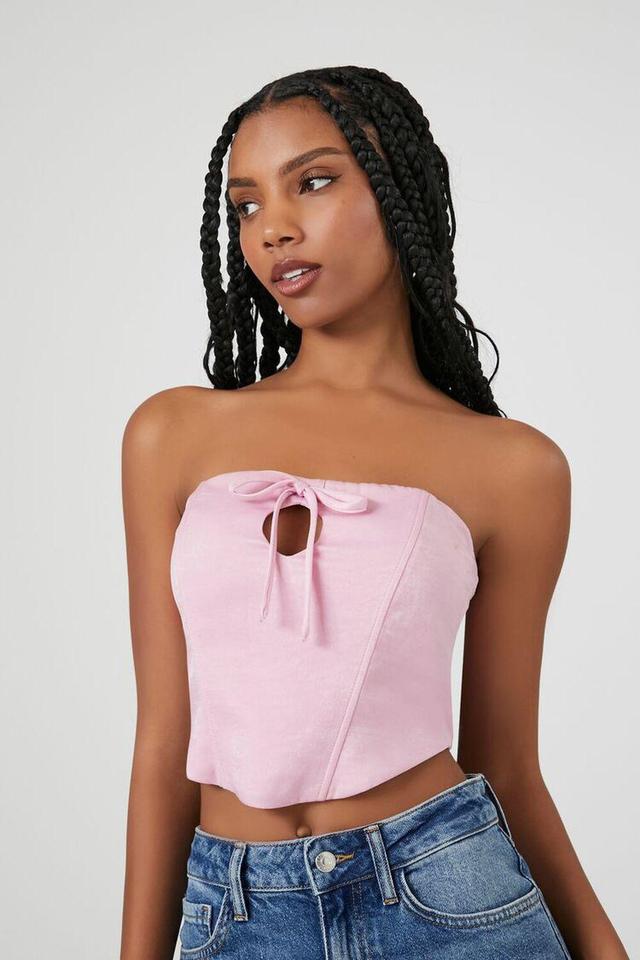 Cropped Satin Drawstring Tube Top | Forever 21 Product Image