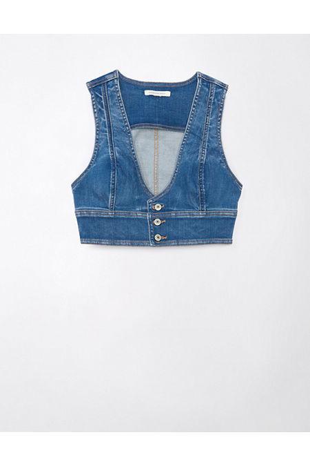 AE Cropped Denim Bra Vest Women's Product Image