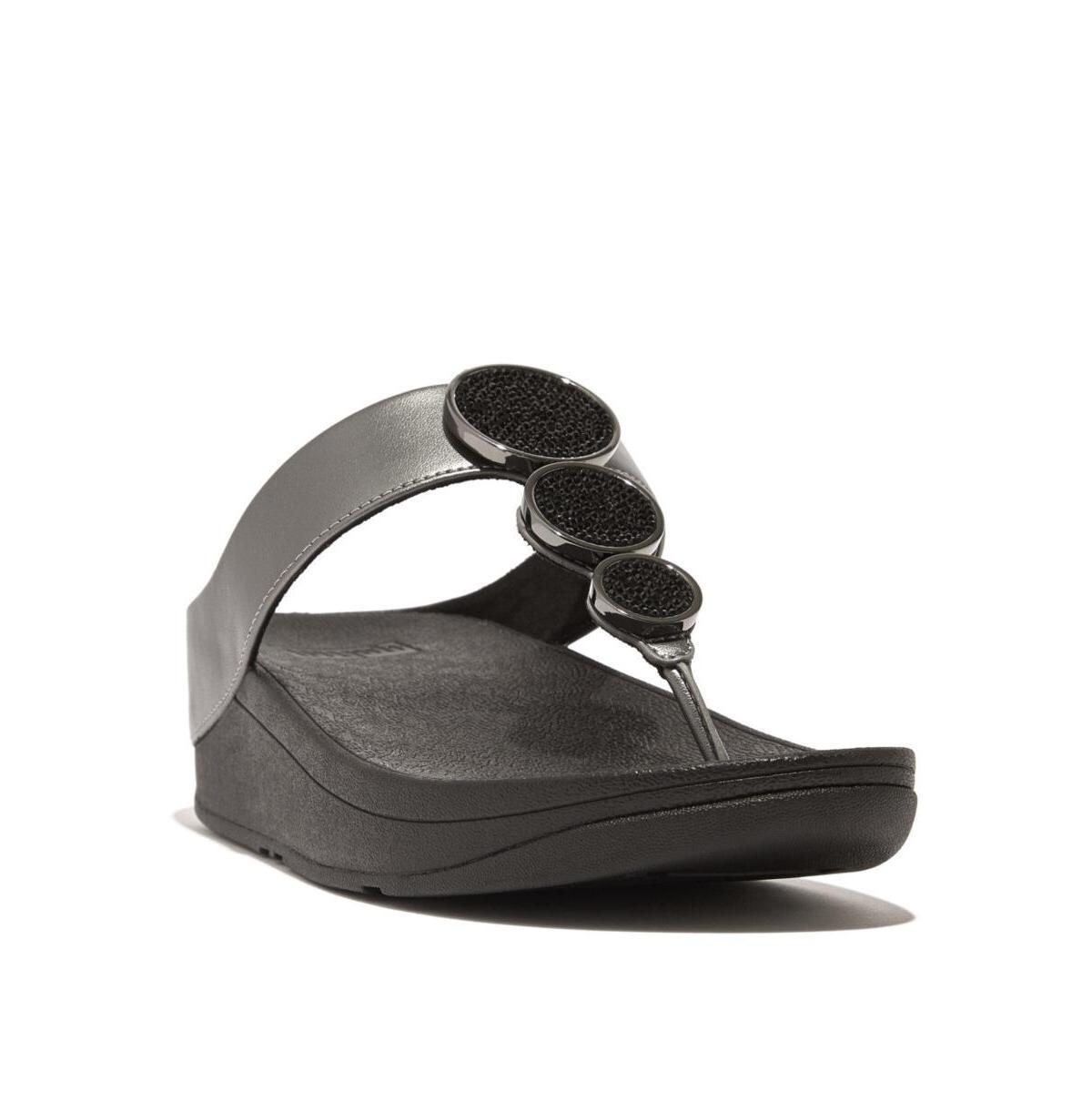 FitFlop Womens Halo Bead-Circle Metallic Toe-Post Sandals Product Image