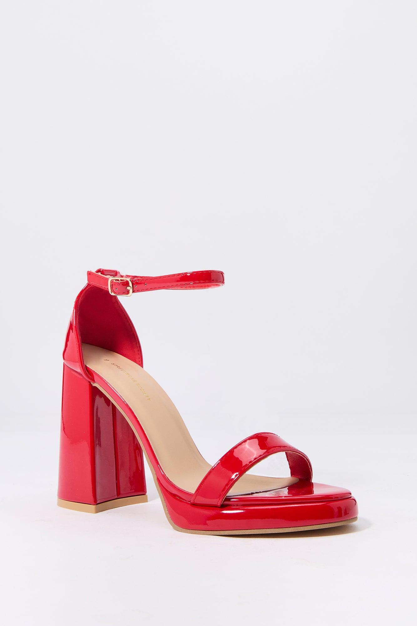 Faux Patent Leather Open Toe Platform Heel Female Product Image