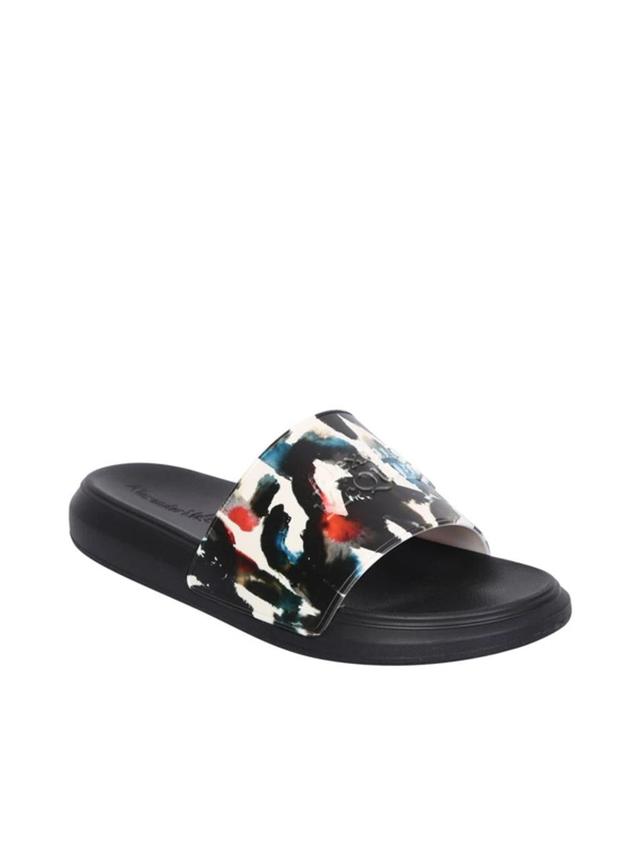 Graphic Logo Print Pool Slides In Grey Product Image