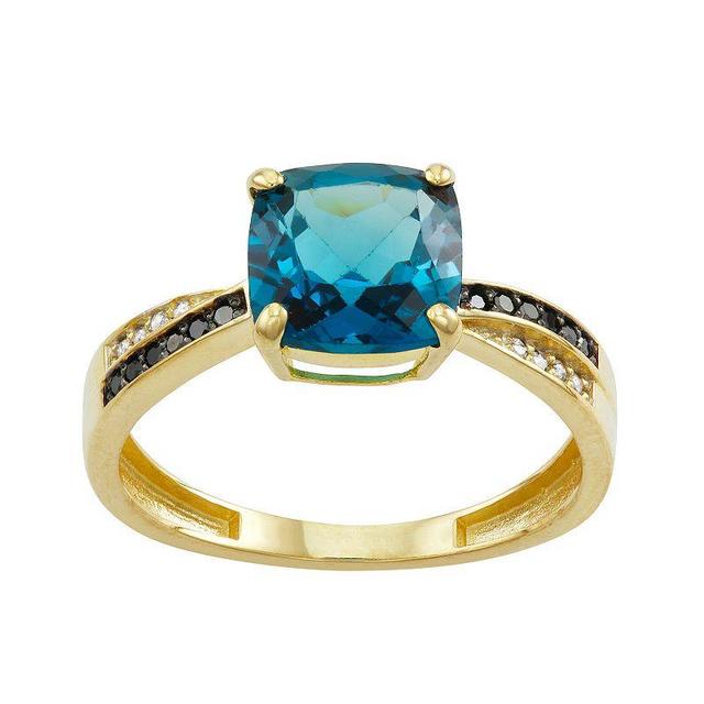 Tiara 10k Gold Blue Topaz and Diamond Ring, Womens Product Image